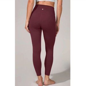 Yogalicious Leggings Small 4 Burgundy Purple High Rise Back Pocket $78 NEW